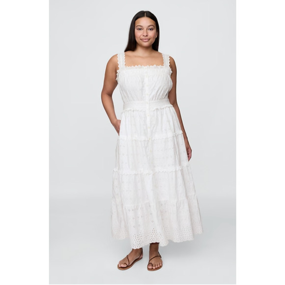 NWT Gap × DÔEN White Eyelet Midi Dress - Medium - Picture 5 of 8